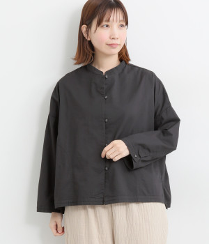 コットンハイカウントチノスタンドカラーシャツ