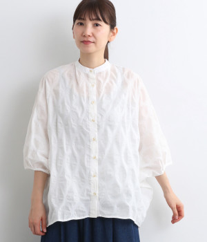 コットンオパールドットブラウス(ホワイト-ONESIZE)