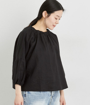 リネンオックスドロップショルダーワイドブラウス