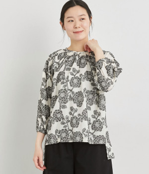 コットンジャカード前後差ブラウス