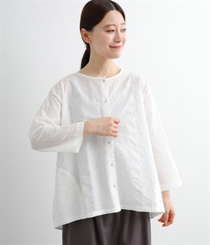 コットンリップルカーディガンブラウス