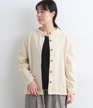 デニムノーカラージャケット(キナリ-M)