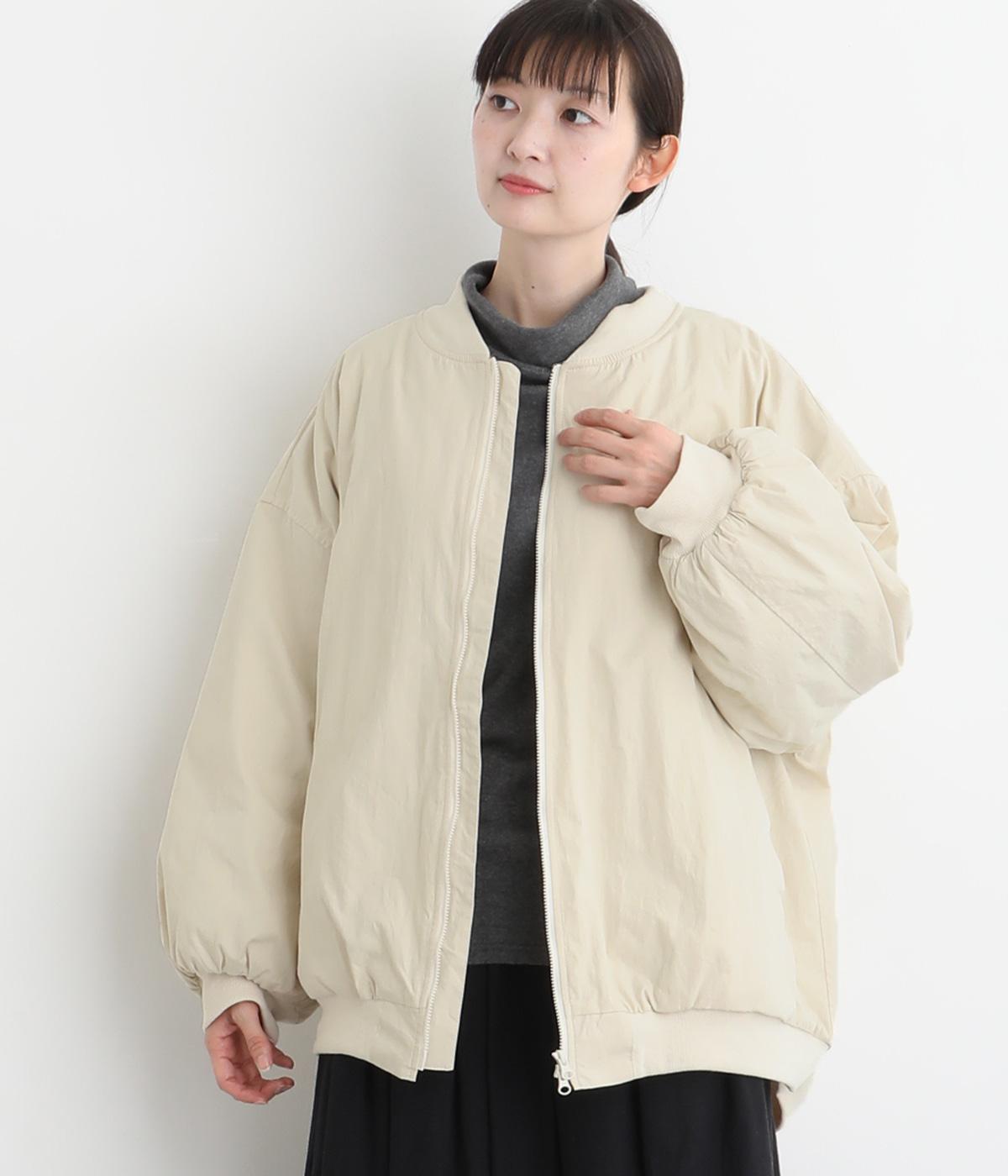 コットンナイロンワッシャーリブ付ブルゾン(アイボリー-M)
