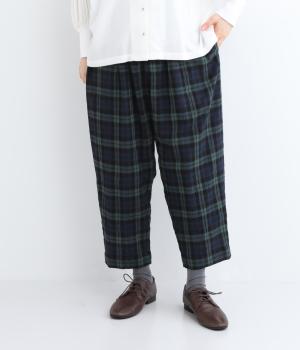 シャーリングテーパードパンツ(ブラックウォッチ-M)