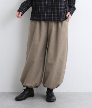 ホームスパン裾ゴムパンツ(ベージュ-L)