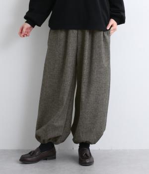 ホームスパン裾ゴムパンツ(グレー-L)