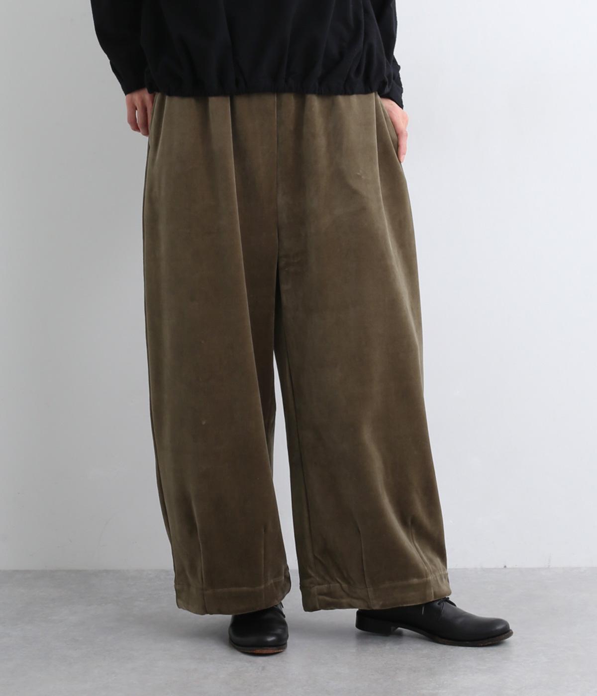 コットン別珍ワイドコクーンパンツ(ブラウン-M)