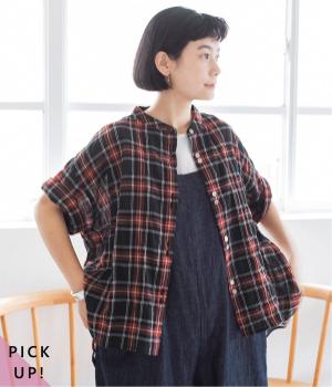 別注｜シャーリングシアーチェック柄シャツ(ブラックチェック-L)