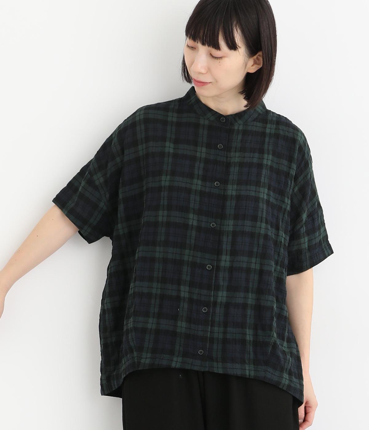 シャーリングスタンドカラーシャツ(ブラックウォッチ-L)