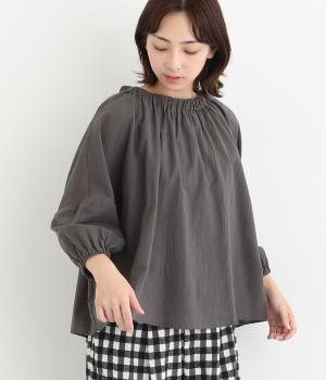 コットンボイルワッシャードロップ襟ゴムプルオーバー