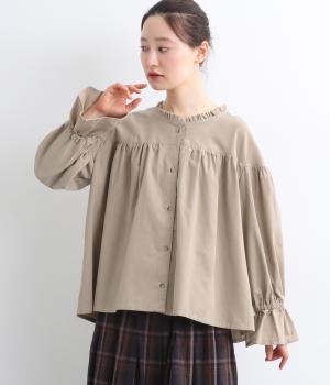 コットンコーデュロイギャザーブラウス