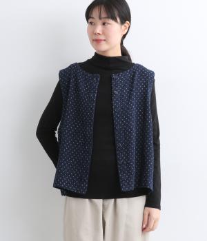 デニムドットジャカード2wayベスト(ネイビー-M)