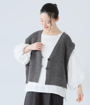 片あぜボタン付きベスト(チャコール-M)
