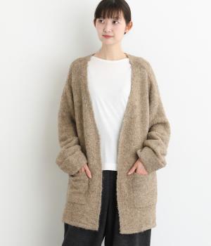 天竺ミックスニットカーディガン(モカ-L)
