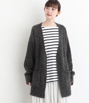 天竺ミックスニットカーディガン(チャコール-L)