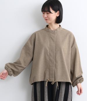 ホームスパン裾リボンシャツ(ベージュ-M)