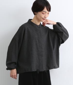 ホームスパン裾リボンシャツ(クロ-M)