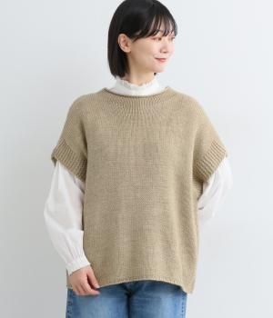 天竺ロールネックニットベスト