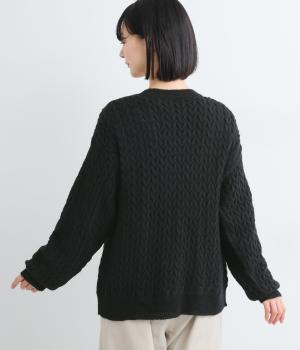 ケーブルニットカーディガン(クロ-L)