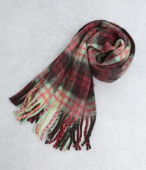 チェック柄大判マフラー(クロ-F)