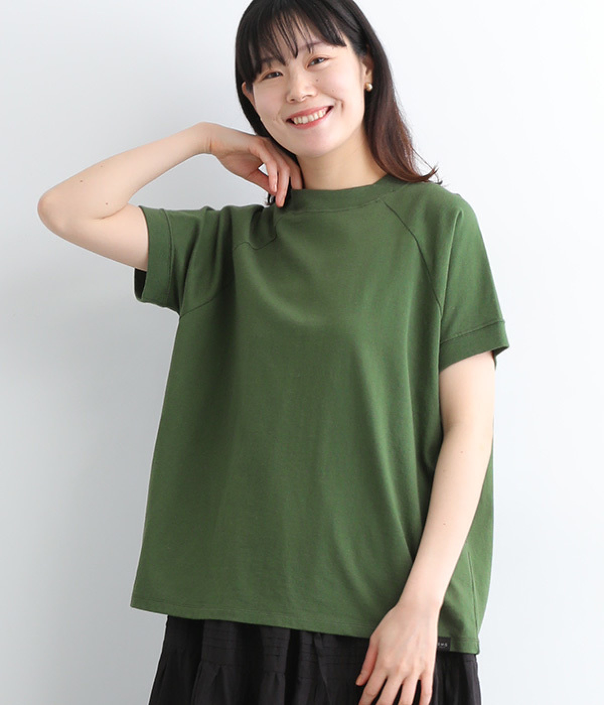 天竺　ラグランTシャツ(ダークグリーン-ONESIZE)