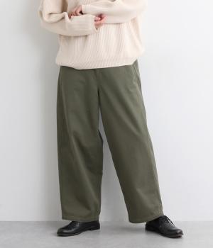 コットンツイルボリュームイージーパンツ(オリーブグリーン-M)