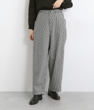 コットン10s先染めヒッコリーボリュームイージーパンツ(ストライプ-M)