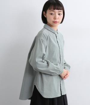 コットン21Wコーデュロイちび丸襟ラウンドカラーシャツ