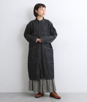 コットン6ozデニムワークシャツワンピース(ワンウォッシュ-2)