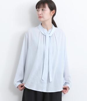 コットンシフォンボウタイブラウス