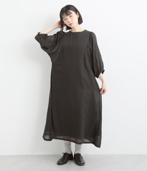 コットン混ガーゼシャンブレーワンピース