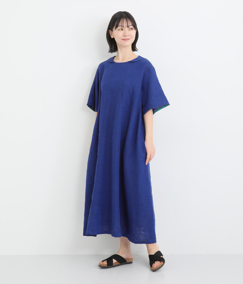 フレンチリネン　シャンブレーワンピース