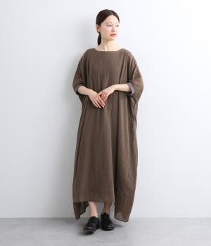 コットン混ガーゼシャンブレーワンピース