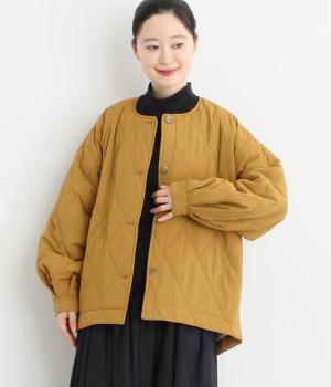 ダイヤ柄キルティングジャケット(キャメル-F)