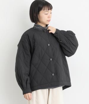 ダイヤ柄キルティングジャケット(ブラック-F)