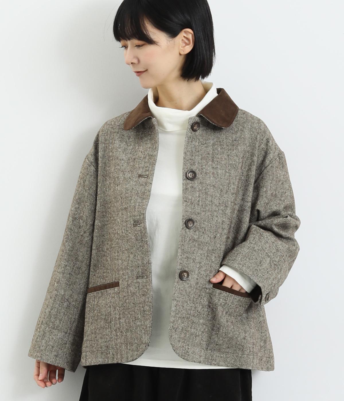 へリンボン　ジャケット(ブラウン-F)