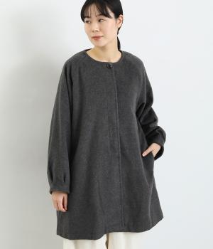 ビーバークロス　袖タックミドル丈コート(チャコール-F)