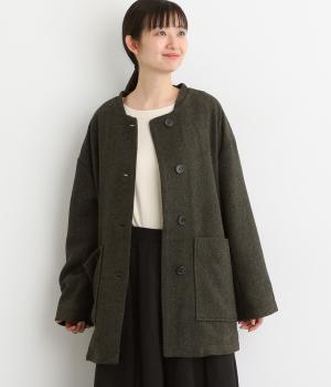 ウール混ミックスツイルジャケット(カーキ-F)