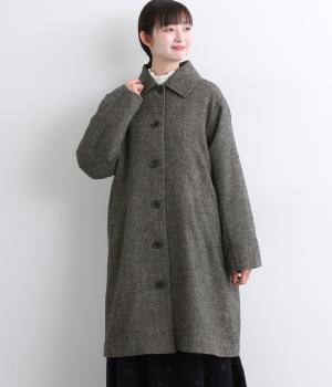 カラーツイード　ロングコート(ネイビー-F)