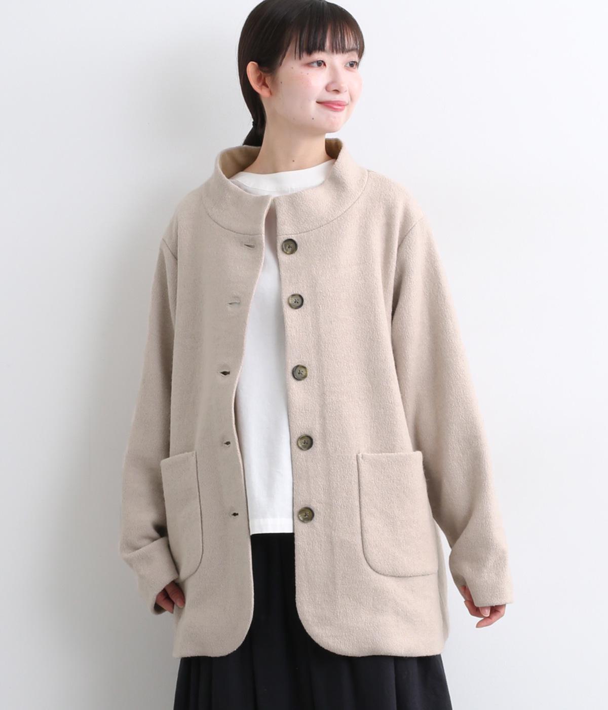 ブークレー　ハイネックコート(ベージュ-F)