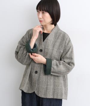 ウール混へリンボンチェックジャケット