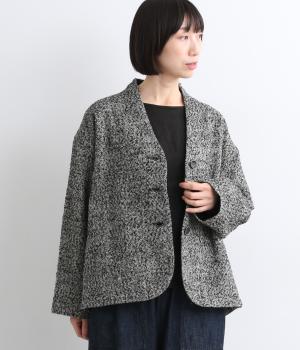 ツイルネップ起毛　ショートコート(ブラック-F)