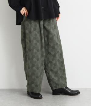 コットンレーヨン混ドットジャカードパンツ(カーキ-F)