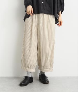 細コーデュロイストライププリントパンツ