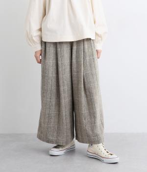 ウール混ヘリンボーンチェックパンツ