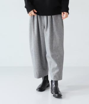 ツイード微起毛　セミワイドパンツ(グレー-F)