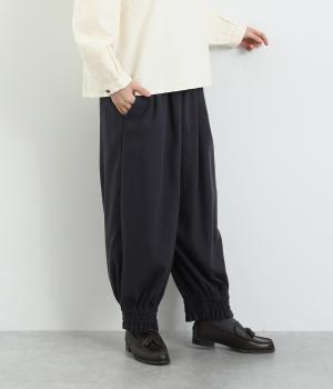 レーヨンリネンコットン綾織　裾絞りパンツ(ネイビー-F)