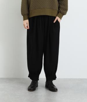 レーヨンリネンコットン綾織　裾絞りパンツ(ブラック-F)