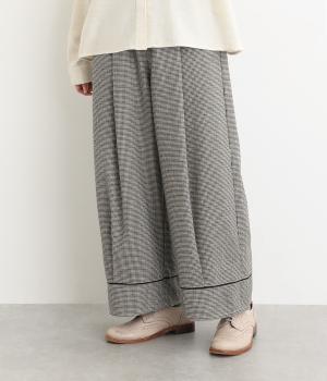 ウール混千鳥格子　セミワイドパンツ