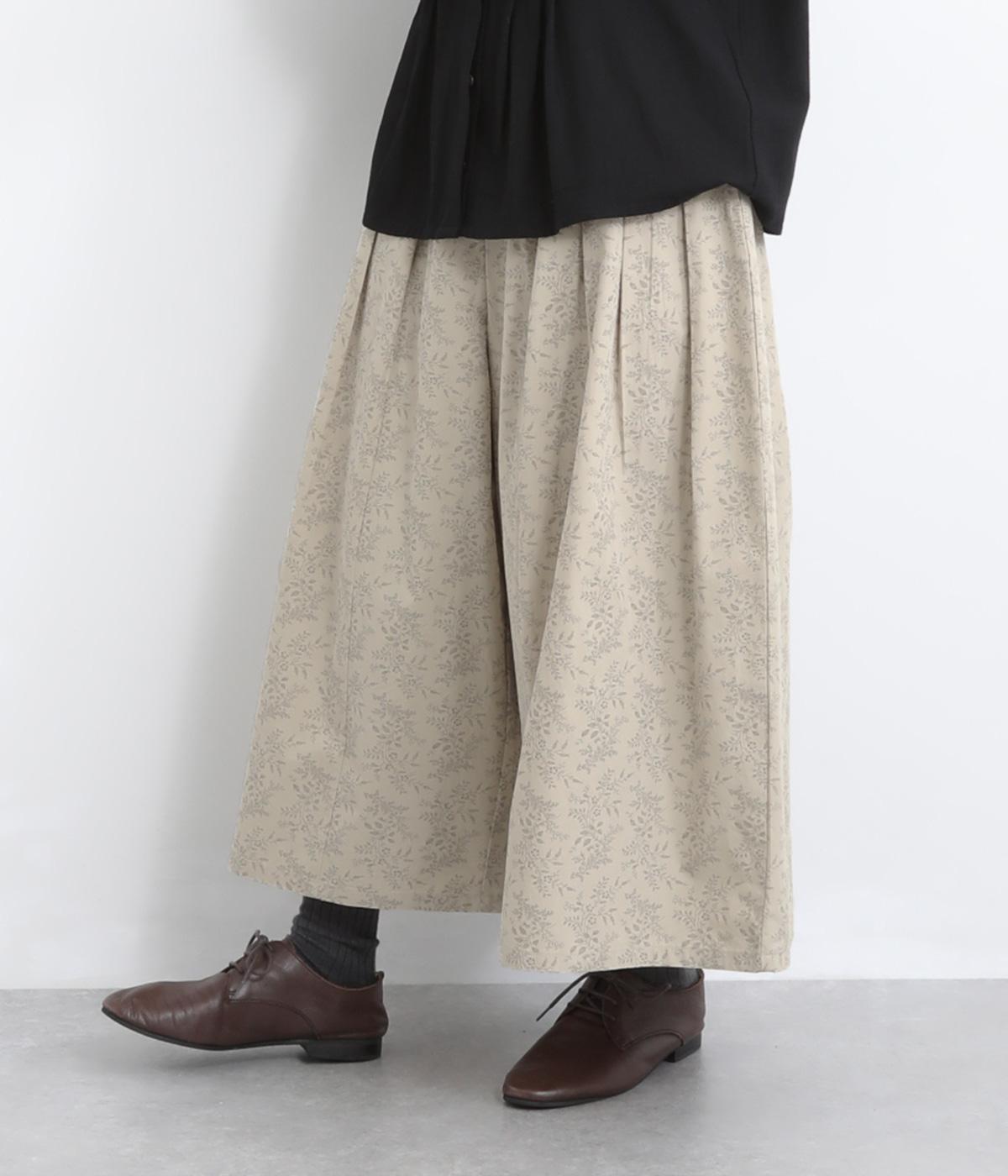 コットンフラワープリントワイドパンツ(ベージュ-F)